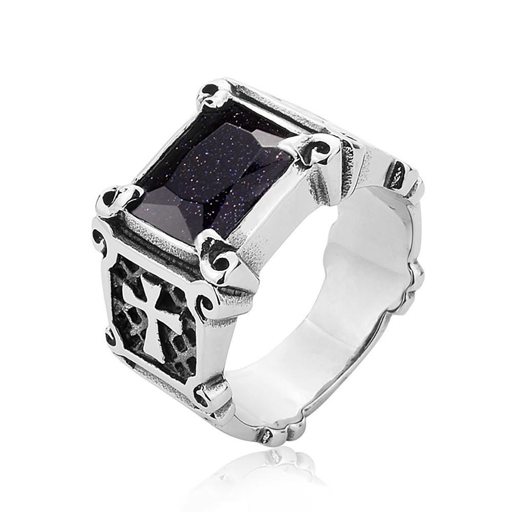 Vintage Stainless Steel Cross Rings for Men Women Classic Elegant Red/Black Stone Rings Fashion Jewelry Accessories Wholesale
