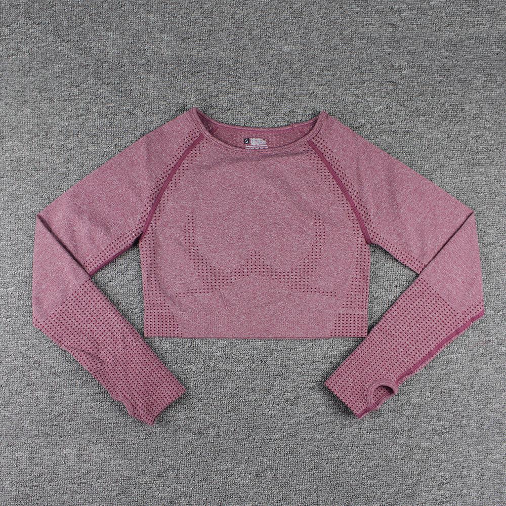 Nahtloser Yogaanzug für Damen: Langärmeliges Punkt-Top & Hochtaillierte Hüfthebende Hose