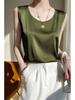 Women's Sleeveless Summer Silk Camisole - Loose Fit, Round Neck, Mulberry Silk Base Layer Top