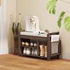 Shoe Bench 2-Tier Boot Section Entryway Storage Bench Cushioned Seat 80 X 30 X 50 Cm Dark Brown and Cream