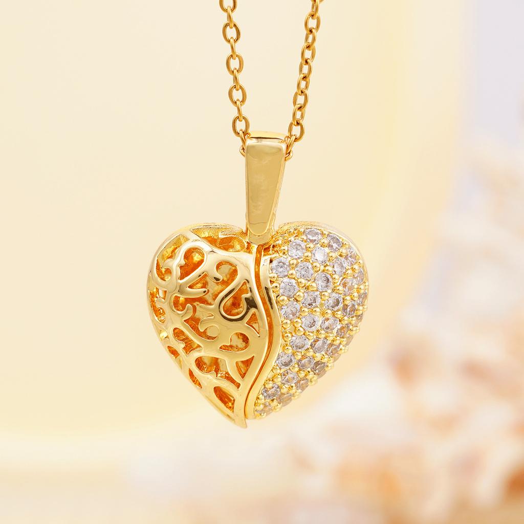 1pc Heart Angel Wings Openable Pendant Necklace Fashionable Cute Party Jewelry Valentine's Day Gift for Women Girls Mum
