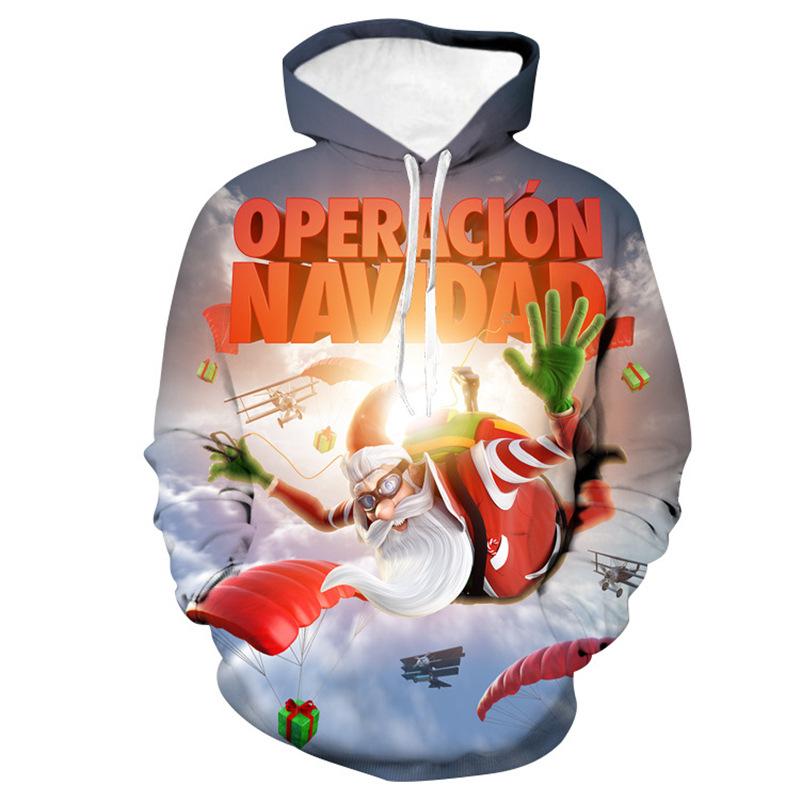 Autumn 3D Christmas Theme Printed Hoodies Fashionable Casual Sports Long Sleeved Men's and Women's Unisex Hooded Sweatshirts