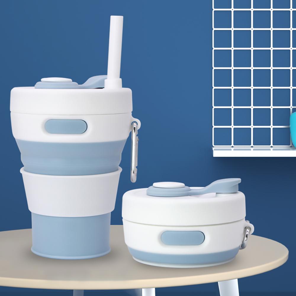 2 Pcs Collapsible Cup for Traveling 450ml Silicone Folding Camping Mug Leak Proof BPA Free Portable Reusable