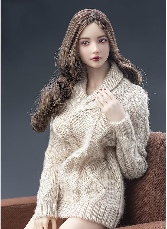 1/6 Scale Female Head Sculpt Beauty Girl Rooted Hair Head Carving 12 Inch Female PH TBL JO Action Figure Body Collection (Long Hair)