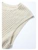 Women's French Sleeveless Knit Camisole - Open-Back Linen Tank Top for Summer