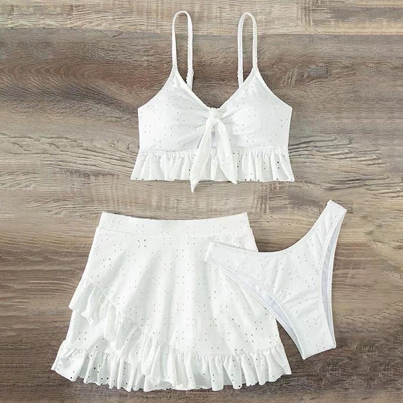 Europäisches & Amerikanisches Sommer Strandkleid Bikini Dreiteiler: Konservative Damenbademode