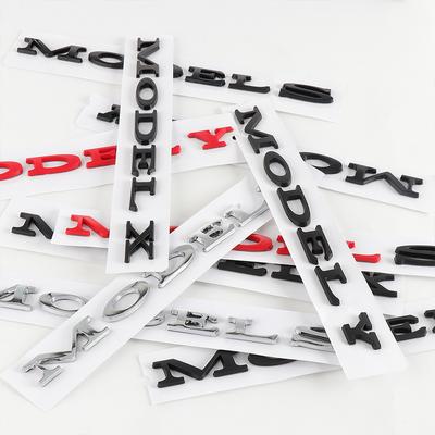 1PC 3D ABS Model S Y X Letters Logo Car Rear Trunk Badge Sticker Valve Cap For Model X S 3 Cybertruck P85D Car Accessories