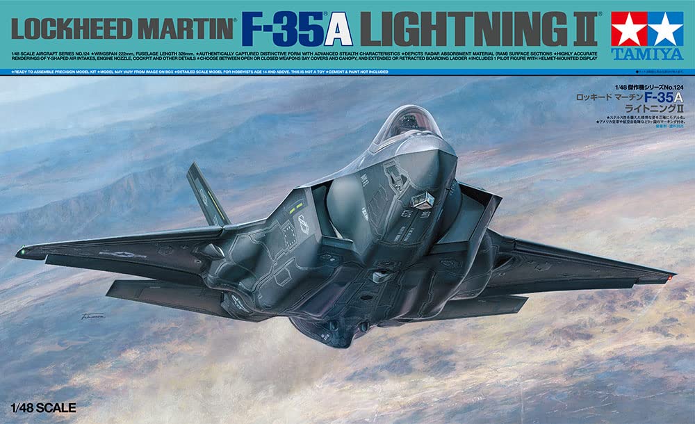 Tamiya 1/48 Masterpiece Aircraft Series No. 124 Lockheed Martin F-35A Lightning II Plastic Model Kit 61124