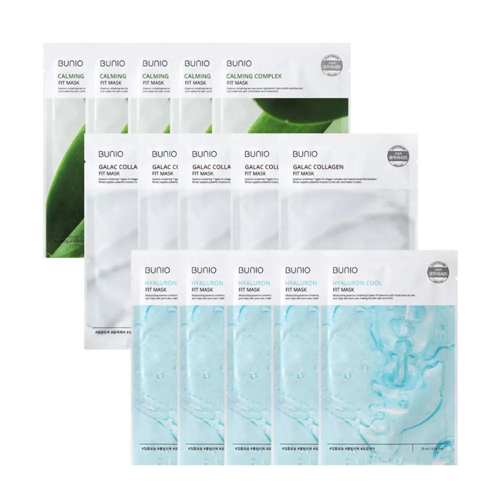 

BU:NiO Perfect Fit Mask 15 Sheets (5 Sheets per Type) Galac Collagen Fit Mask