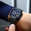 Mens Square Chronograph Watches Stainless Steel Wrist Watch with Date Luminous Hands Waterproof