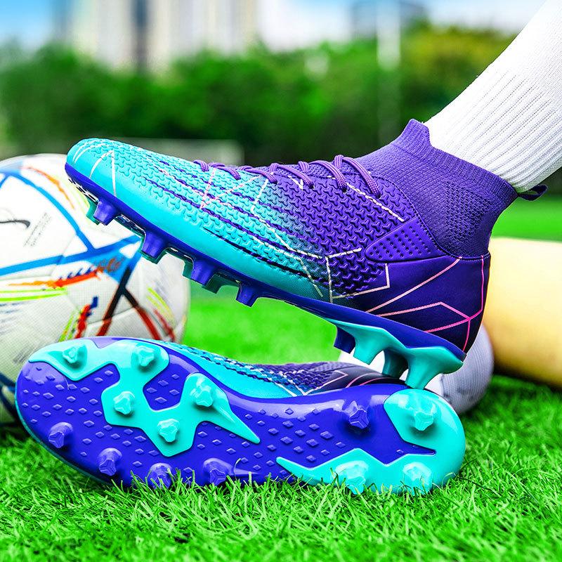 2025 new children's football shoes men's high-top students TF broken nails AG long nails adult breathable training shoes women