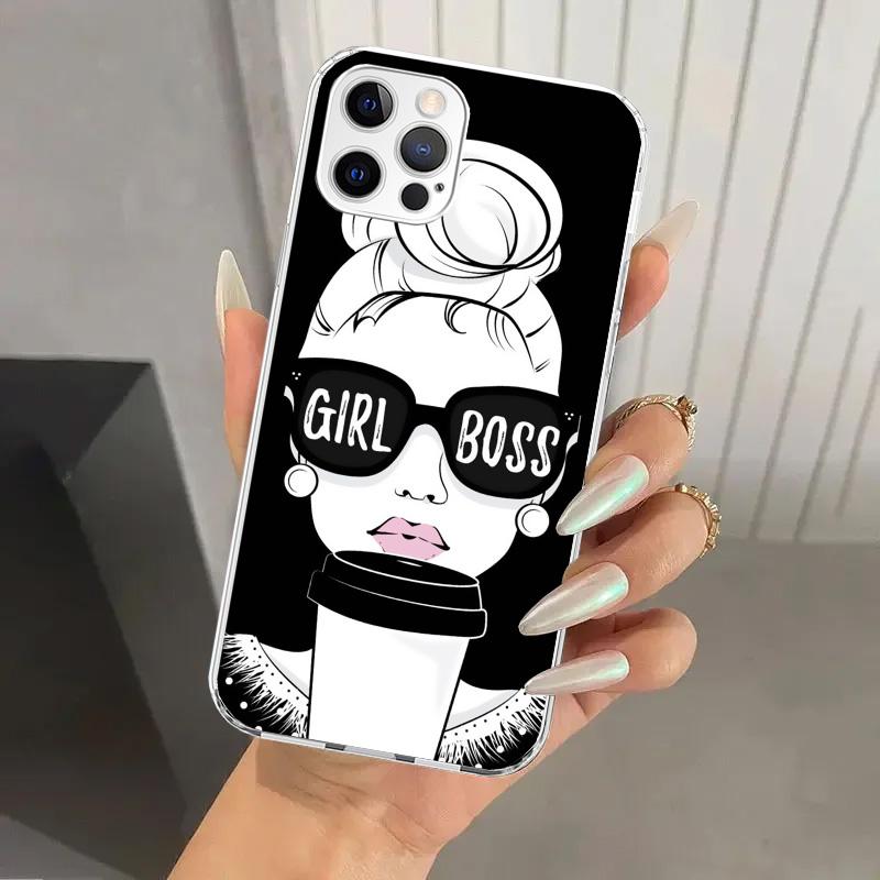 Girl Boss Female Coffee Phone Case for Iphone 17 Air 16 15 Plus 14 13 Mini 12 11 Pro Max 16E 7 8 SE 2020 Soft Funda Print Shell