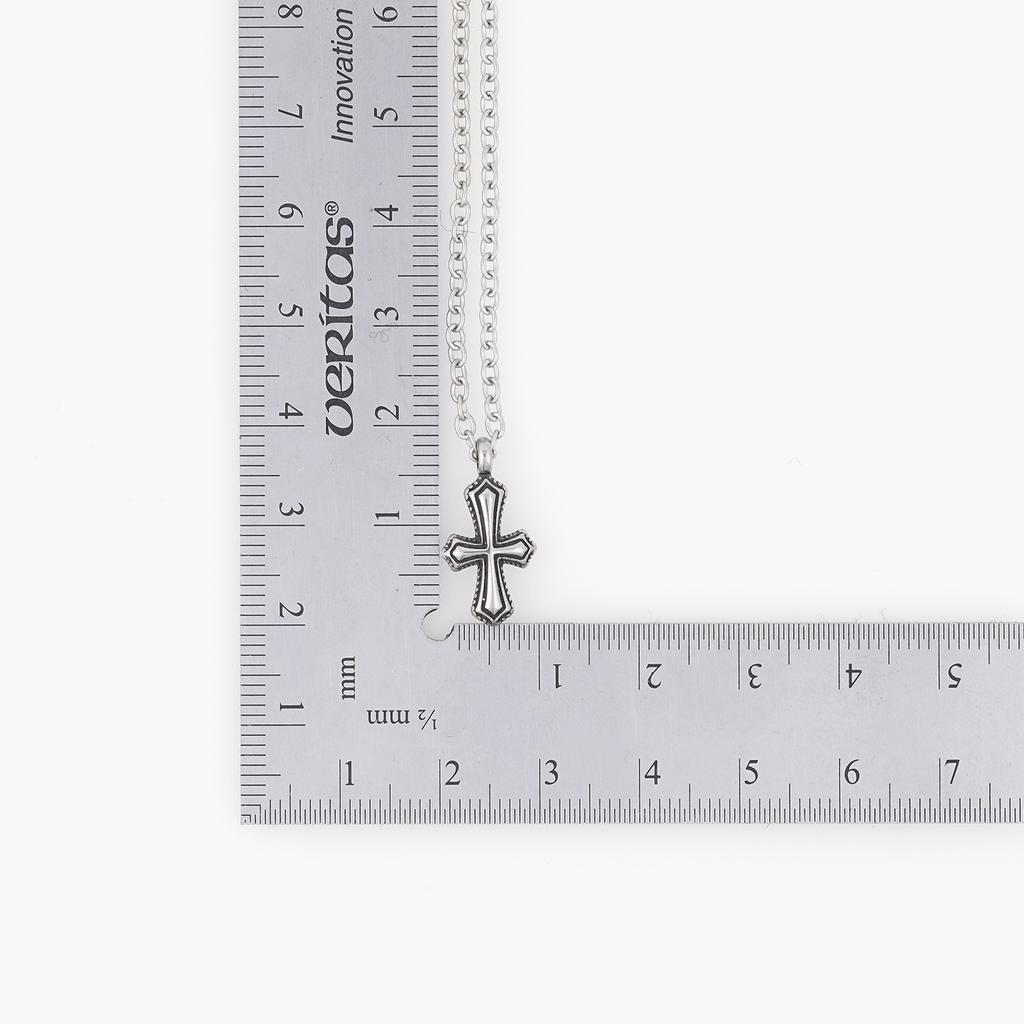 Jbans Classic Antique Mini Cross Surgical Steel Chain Necklace (J2302-An108_Sv)