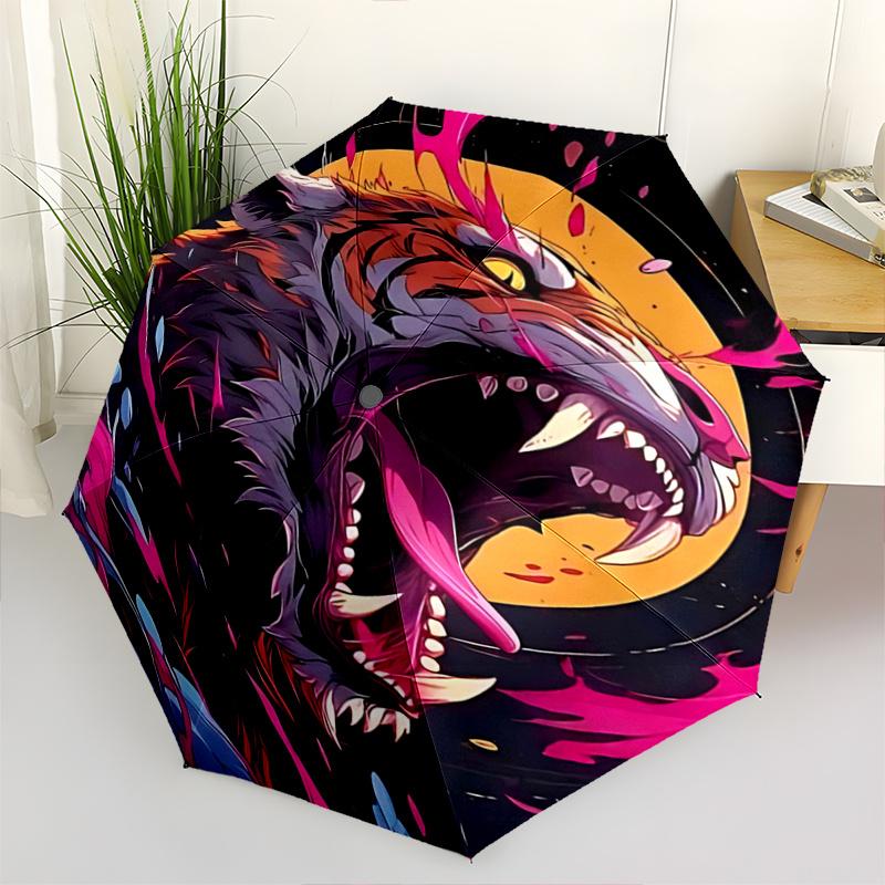 

1pc Dynamic Tiger Print Automatic Opening/Closing Umbrella with Foldable Design, Ideal for Outdoor Use, Festive Gifts, and Daily Carry.R026
