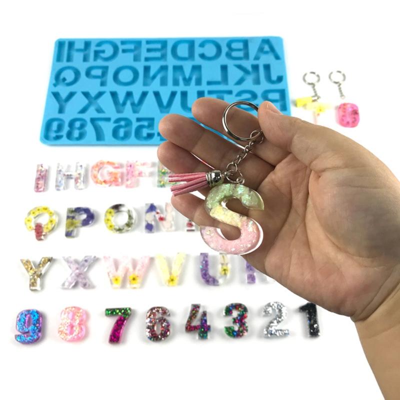 Handmade Necklace Earrings UV Resin Mold English Letters Numbers Pendants Silicone Molds Alphabet Keychain Casting Mold