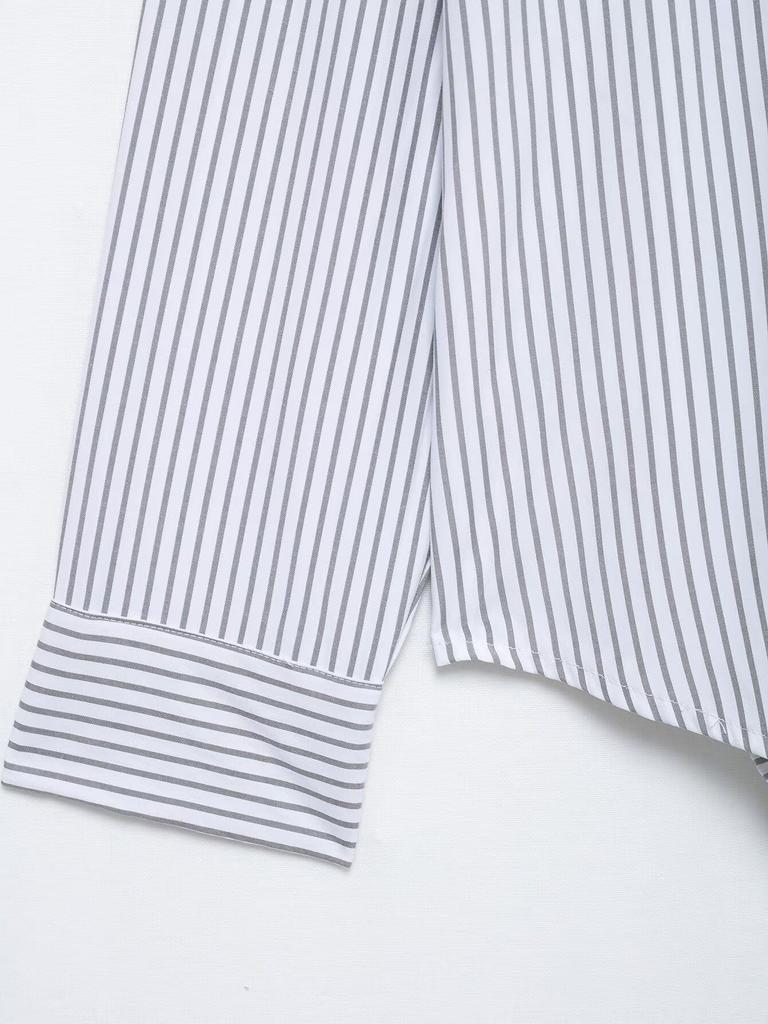 TAOP&ZA Women's Striped Long-Sleeve Shirt with Turn-Down Collar - Spring/Summer Collection