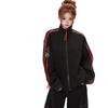 Y2K Vintage Striped Patchwork Jacket Women Stand Collar Streetwear Casual Retro Outerwear
