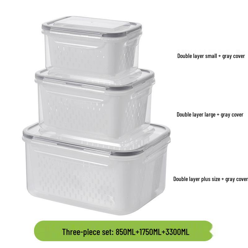 FCM-Certified Refrigerator Drainer Sealing Box with Lid for Fresh-Keeping Vegetables and Fruits