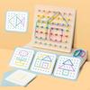 Wooden Geoboard with Bands Pattern Cards Graphical Educational Toy Fine Motor Skill for Indoor