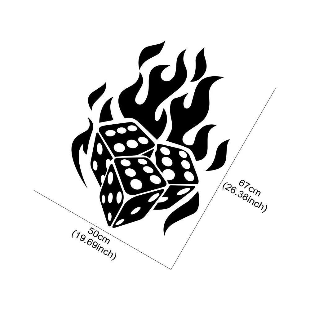 Flame Dice Sticker Car Body Engine Cover Side Door Stickers Dice Graphic Self Adhesive Vinyl Stickers Car Decoration Accessories