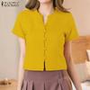 ZANZEA Women Summer Round Neck Casual Short Sleeve Blouse