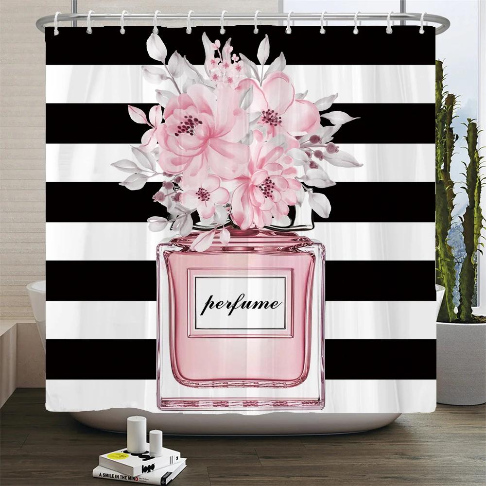 

Fashion High Heels Perfume Shower Curtain Printed Polyester Fabric Sexy Woman Bathroom Curtains Washable Cortinas Home Decor W90xH180cm