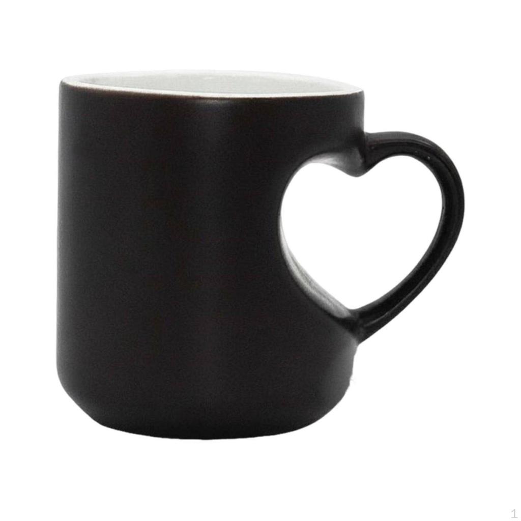 Color Changing Ceramic Mug Heart Handle Novelty Gift Heat Sensitive Coffee Cup