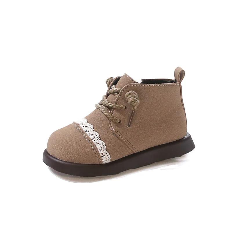 

Ботильоны для девочек, милые, с оборками по краю, детские, модные, принцесса, короткие, с круглым носком, нескользящие, детские, повседневные, универсальные, новые 22 хаки