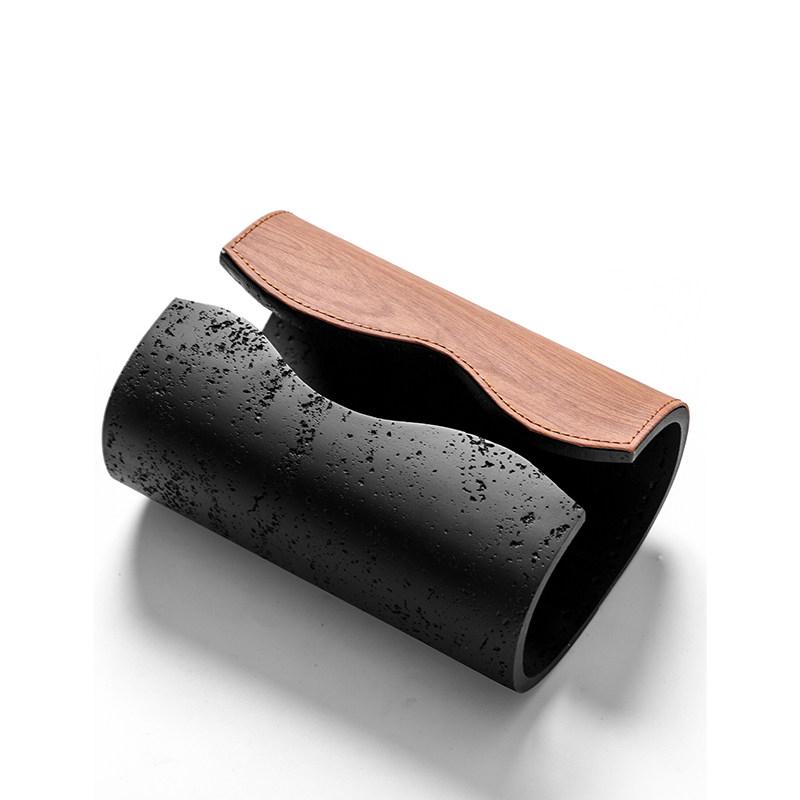 Cave Stone Tissue Box Advanced Sense Living Room Luxury Walnut Leather Paper Box Creative Paper Box Home Decoration