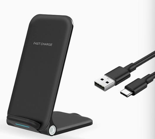 Vertical Folding 3-in-1 Type-C Wireless Charger for 17 Mobile Phone Headphones Watch Charging Stand 15W Fast Charging ABS
