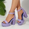 Summer new waterproof table thick heel super high heel one word with fish mouth catwalk large size high heel sandals