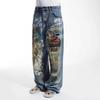 Jeans Do Dirty Old Hand-Painted Graffiti Ripped Loose Casual Men And Women Tide The Same Style