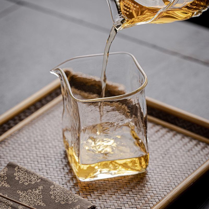 260ml Japanese Square Tea Ceremony Thicken Glass Fair Cup Tea Pitcher Chahai Household Tea Separator Kung Fu Tea Set Accessories