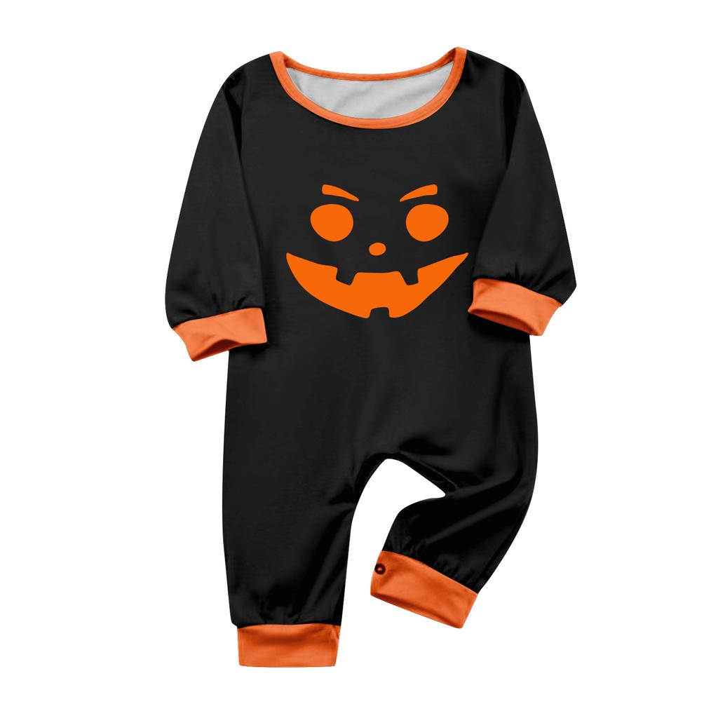 Family Matching Halloween Print Short Sleeve Loungewear Set with Tops and Pants for Parents and Kids
