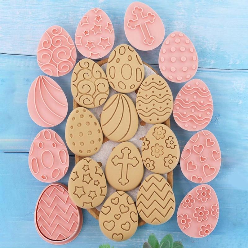 10 PCS Easter Series Cookie Cutter Plastic Material Pressable Biscuit Cutter Cookie Mould Biscuit Mold for Baking Lover