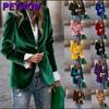 Jaquetas e casacos femininos vintage casual cor sólida estampa outono inverno manga comprida gola polo