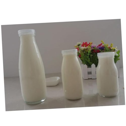 HOLIDYOYO 5-Piece 500ml Glass Milk Containers, Vintage Milk Bottles, Drink Containers, Fresh Milk Bottles, Mini Juice Bottles, Coladores, Small Bottle