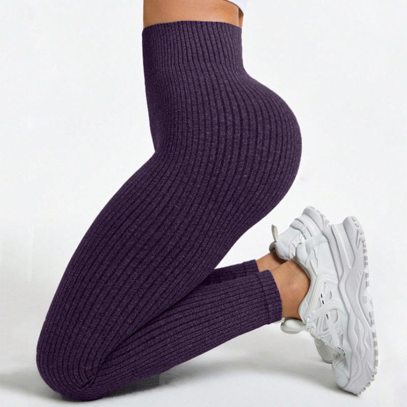 Europeiska & Amerikanska Högmidjade Randiga Yoga Byxor med Magekontroll - Dam Fitness & Löpning Leggings