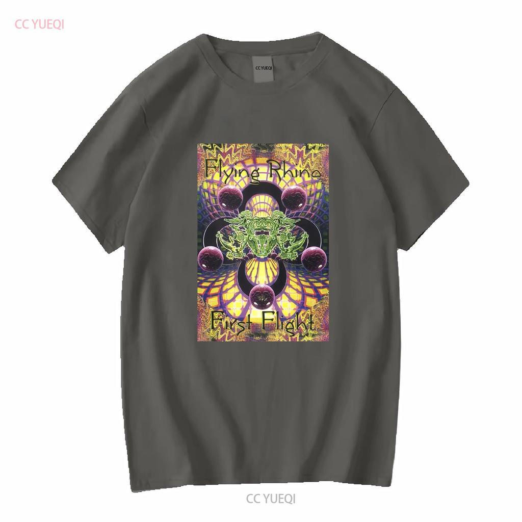 Mens T Shirt Cotton Psychedelic Trance Music Flying Rhino Records First Flight Vintage Washed Stretched Homme Soft Graphic