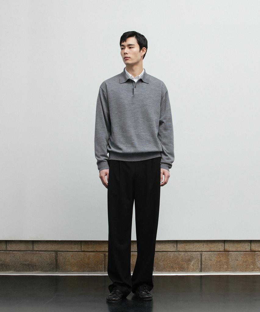 BLANKROOM Polo Knit_Melange Gray