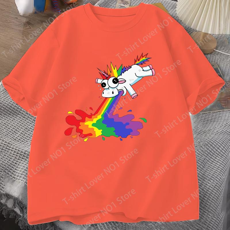 Cartoon Rainbow Unicorn Printed Tshirts Retro Style Women Unisex Shirt Tee Unicorn Graphic T Shirt Casual Top Cool Summer T Shirts