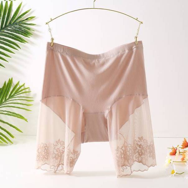 

Женские шорты под юбкой, защитные брюки, сексуальные кружевные трусы-боксеры с высокой талией, против трения, юбка, шорты с защитой от трения XL бежевый