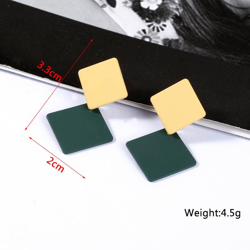 Rhombus Pendants Women's Earrings Metal Square Drop Crystal Dangle Earrings Exaggerated Wood Ear Jewelry Aretes De