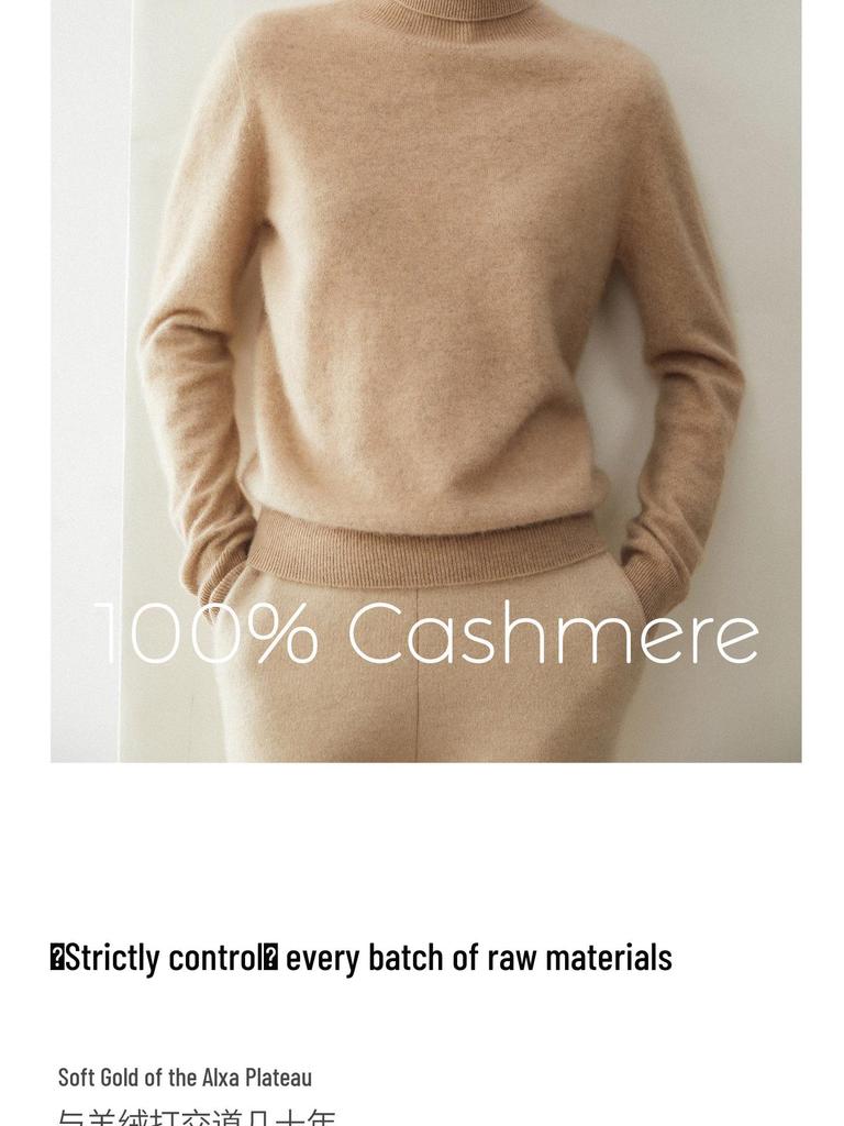 Women's High Neck 100% Pure Cashmere Sweater - Autumn/Winter Loose Pullover Knitwear