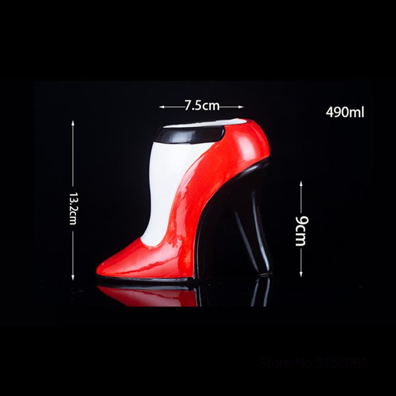 Red High Heels Ceramic Tiki Mug For Women Bar Restaurant Creative Female Drinking Cup Sexy Ladies Cocktail Glass Dropshipping