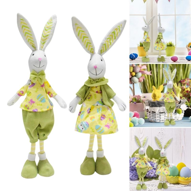 Easters Decoration Gnomes with Long Leg Standing Bunnys Figurines for Any Occasion