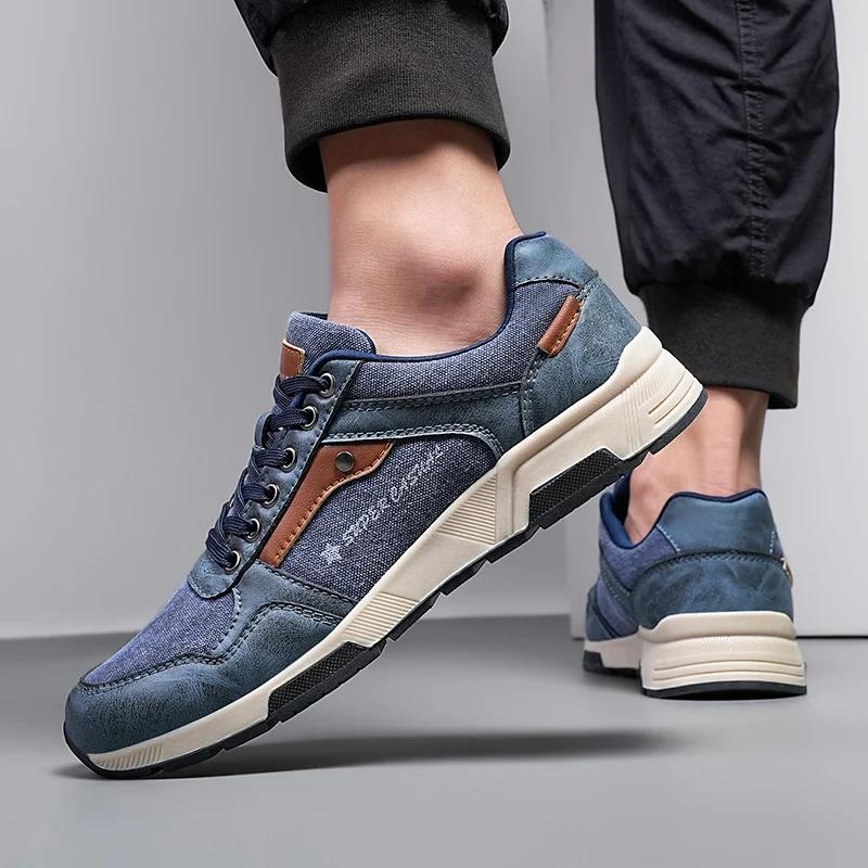 New Men Running Shoes with High-quality Thick Sole Breathable Comfort Training Anti Slip Wear-resistant Thick Sole Board Shoes