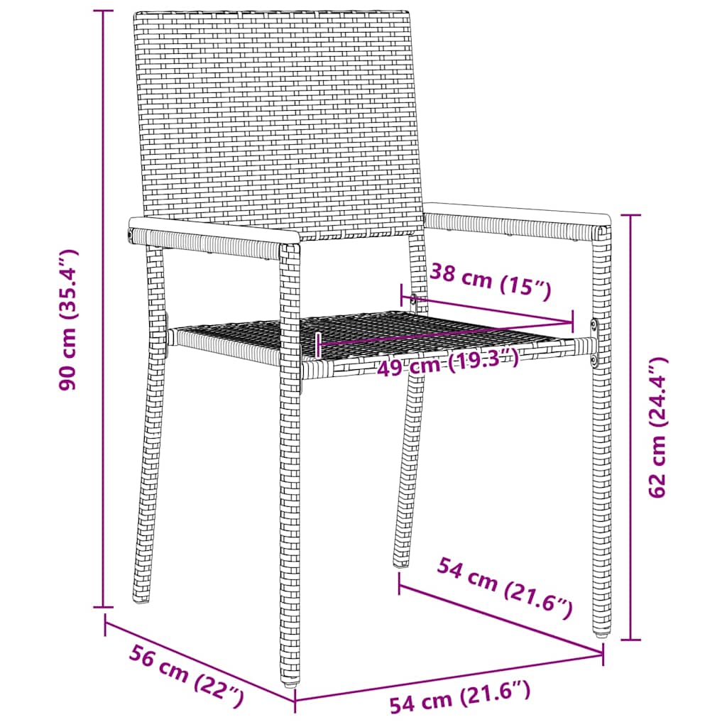 Garden Stackable Chairs 4 Pcs Grey and Brown 54 X 56 X 90 Cm