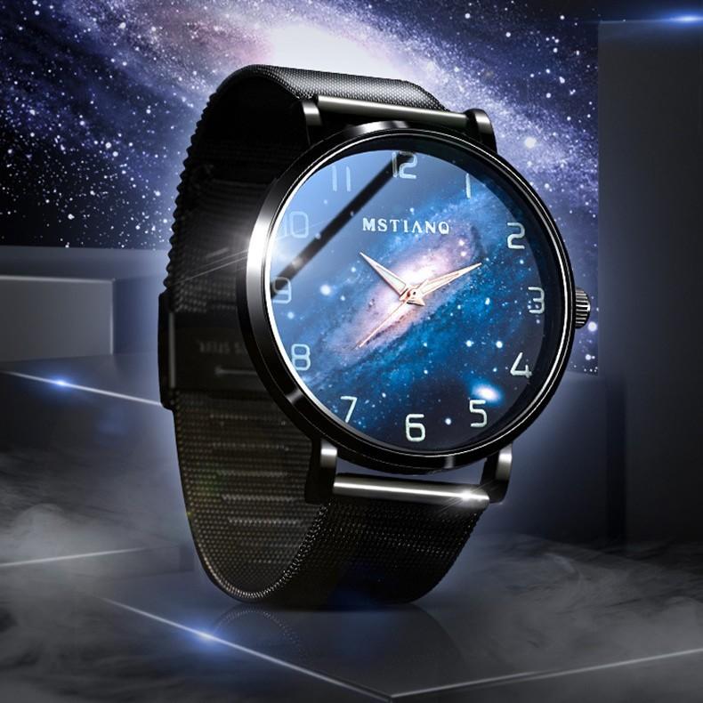 Sternenhimmel Leuchtende Herrenuhr Einfach und Ultradünn Nicht-Mechanische Schwarze Technologie Quarz Uhr Junge Teenager