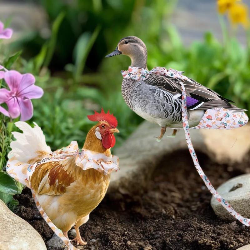 1/2Pcs Cute Cartoon Fashion Chicken Duck Vest Diaper Hen Belt Pet Traction Rope Set Comfortable Leads Pet Poultry Supplies
